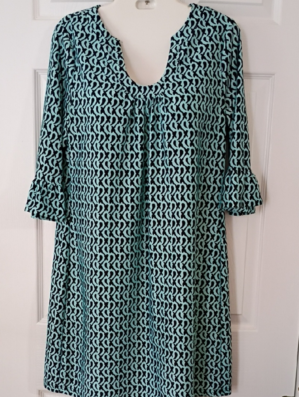 Aryeh Turquoise and Black Geometric Dress